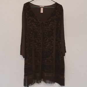 Catherines 2x velour floral textured tunic